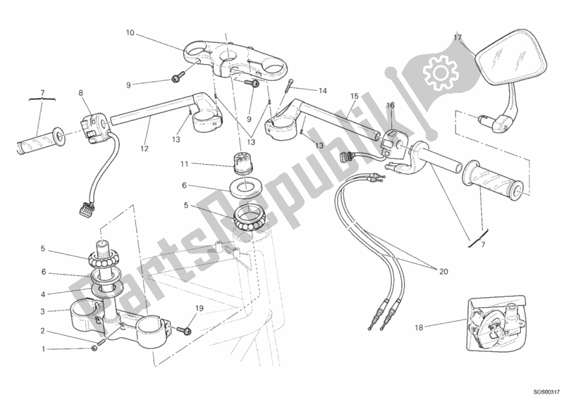 All parts for the Handlebar of the Ducati Sportclassic Sport 1000 Single-seat USA 2006